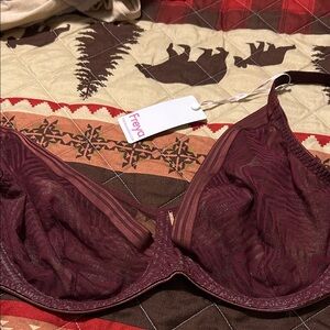 Freya 38G Deep Red Sheer Lace Bra